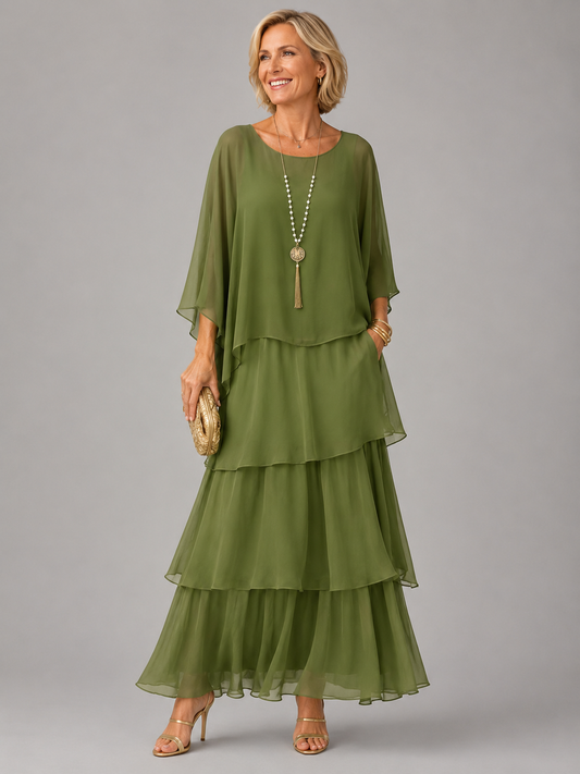 Frances - Elegant Flowing Maxi Dress – Dark Green