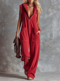Darcie | Women's Hooded Sleeveless Wide Leg Jumpsuit