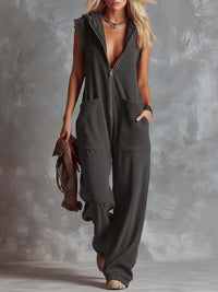 Darcie | Women's Hooded Sleeveless Wide Leg Jumpsuit