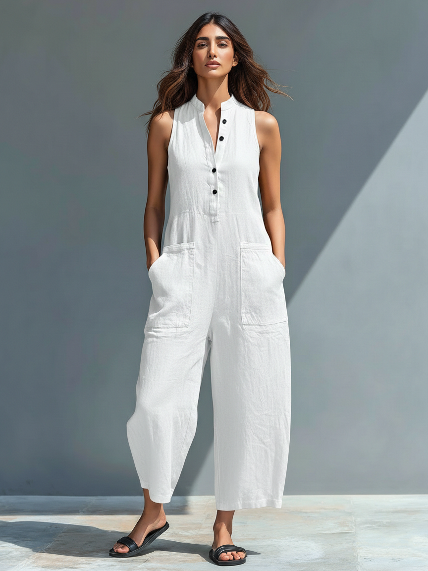 Darya | Women's Sleeveless Wide Leg Jumpsuit