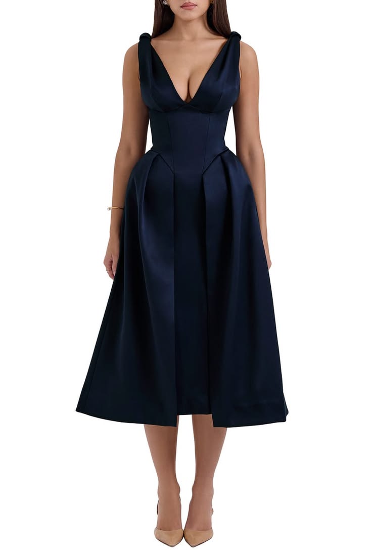 Paloma Plunge Neck Sleeveless Midi Dress (Women)