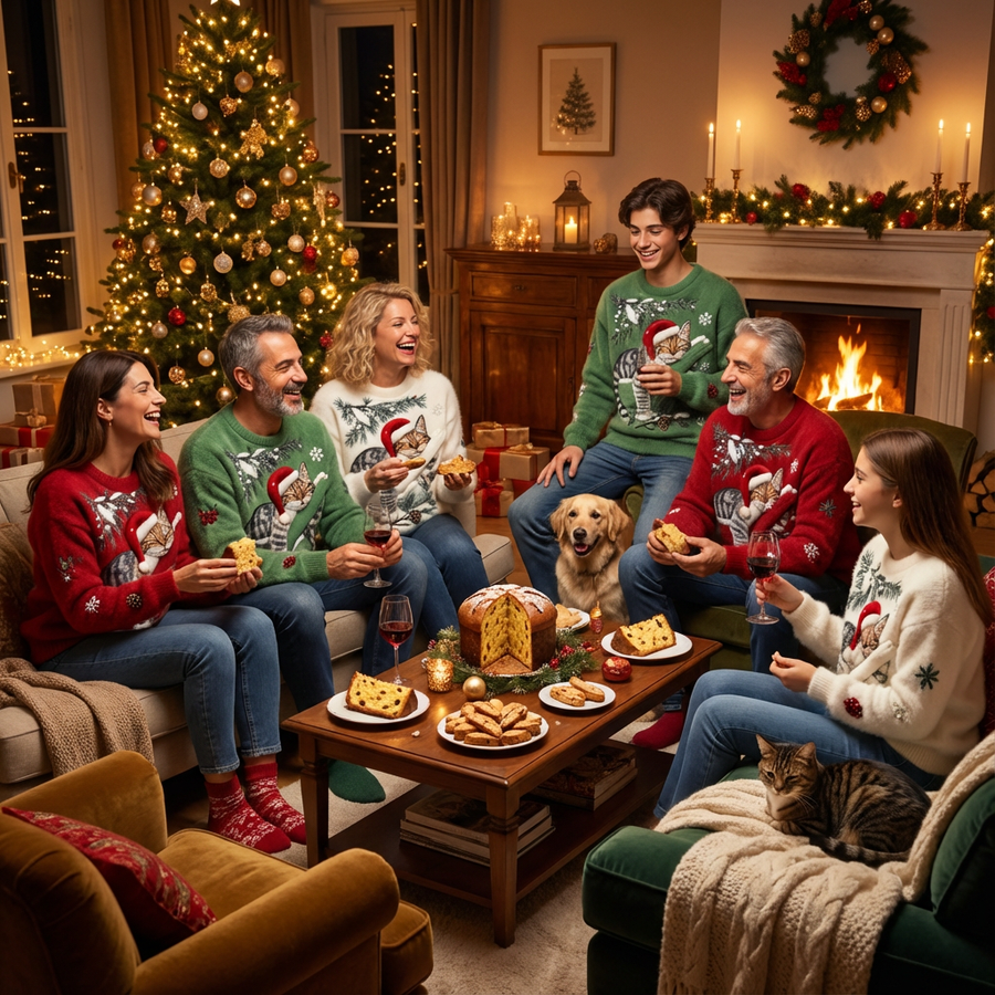 Niamh – Soft Festive Sweater with Cat Detail