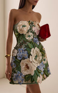 Roselle Hand-Embroidered Floral Mini Dress By Leo Lin