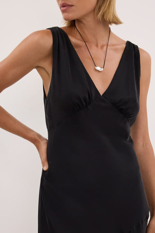 Mila Silk Midi Dress In Black By Dissh