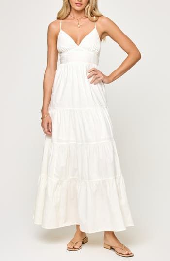 Lspace Laina Tiered Cotton Poplin Cover Up Maxi Dress In Cream At ,