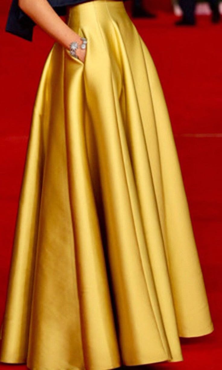Gold Duchess Satin Skirt: High Waist Pleated Formal Dress Etsy