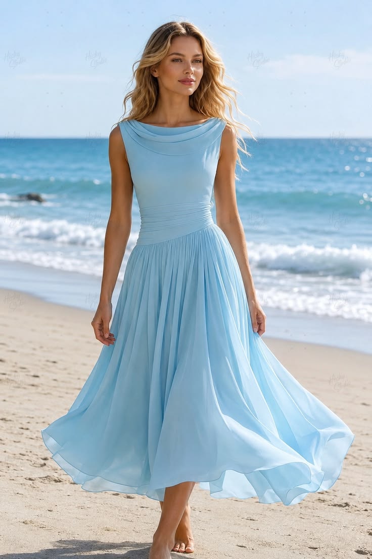 Chic And Breathable Chiffon Dress For Resort Wear