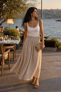 Vacation Maxi Skirt And Shell Jewelry