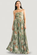Elias Strapless Maxi Dress Dark Sage Floral