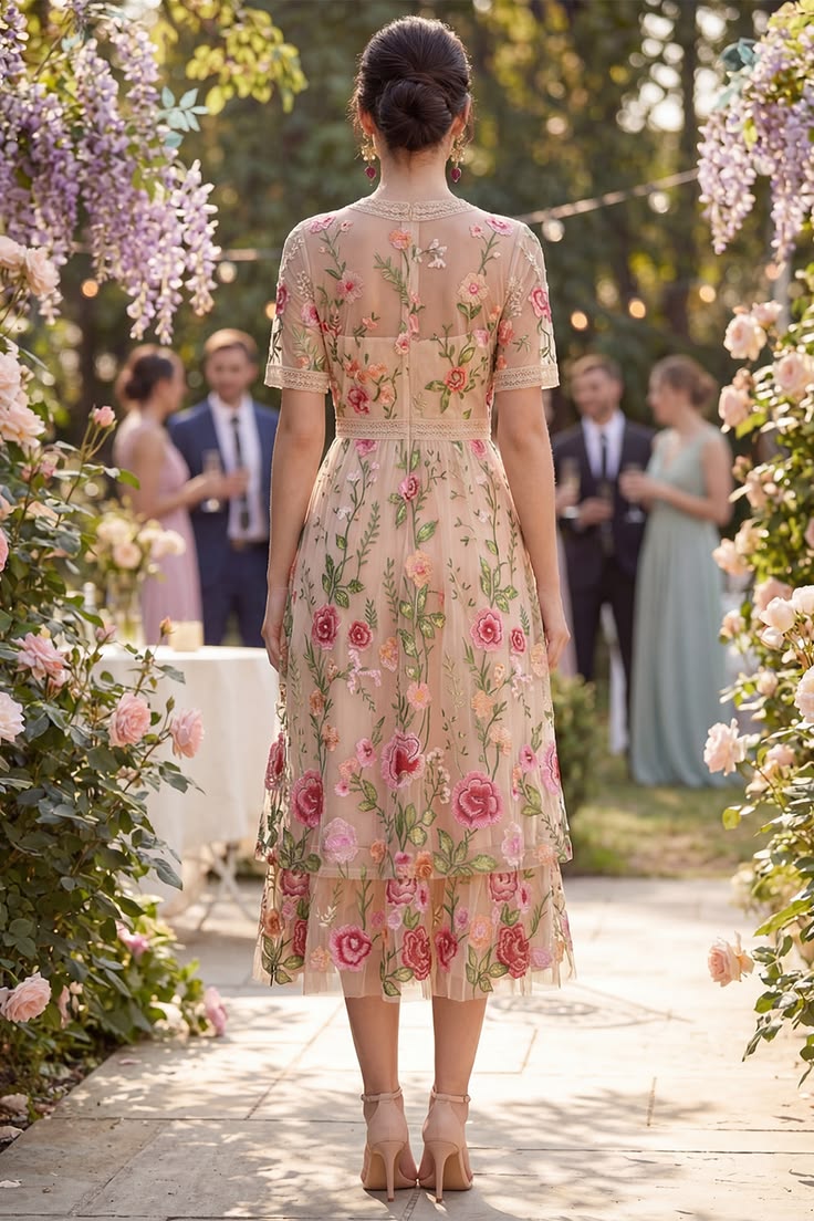 Ruffled A Line Maxi Floral Blush Wedding Guest Dress With Lace Blush