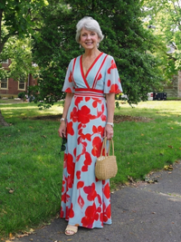 Eliza – Floral V-Neck Short Sleeve Maxi Dress