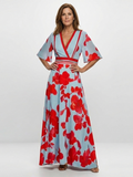 Eliza – Floral V-Neck Short Sleeve Maxi Dress