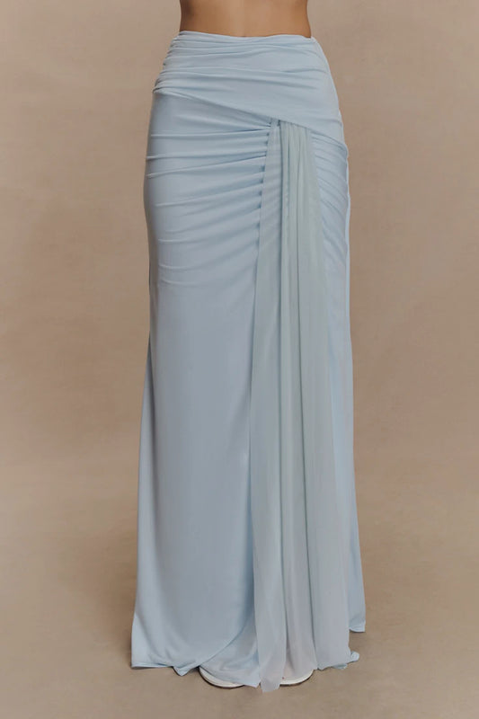 Calandra Slinky Maxi Skirt Pale Blue