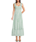 B. Darlin Floral Printed Sweetheart Neck Tie Shoulder Shirred