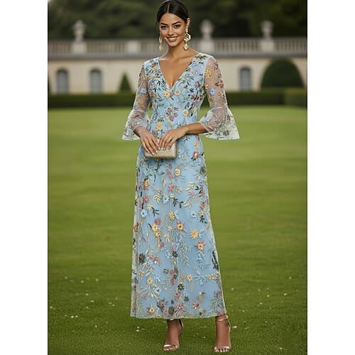 A Line Dress Floor Length Lace Dress Party Dress Cocktail Dress Mother