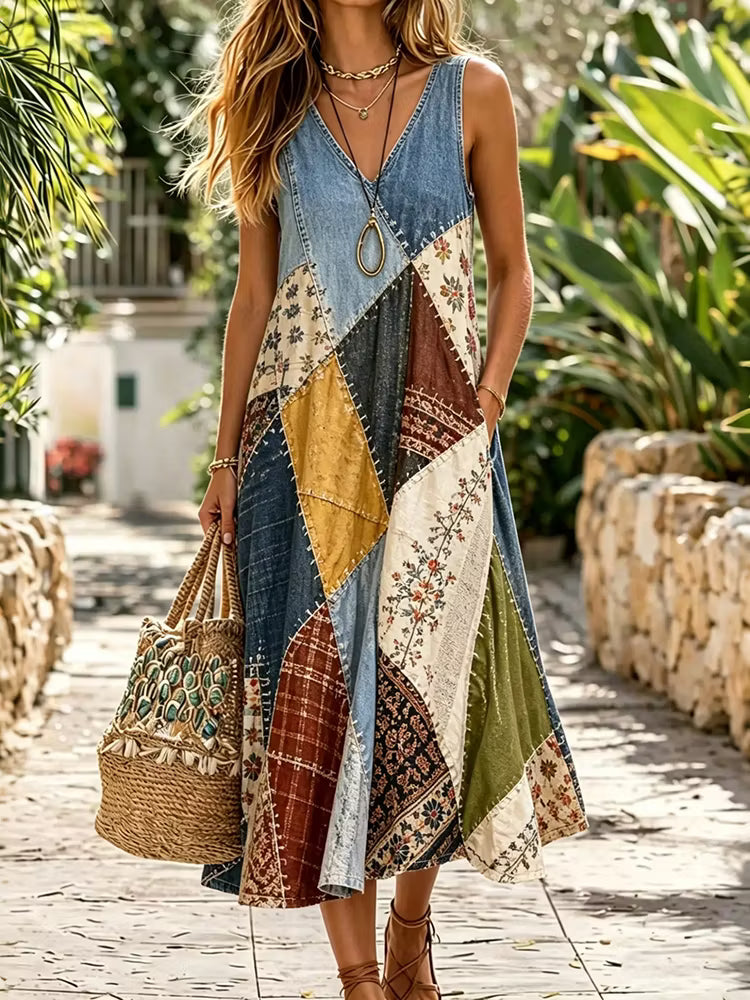 Marielle – Vintage Midi Dress with Pockets