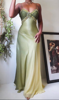 Luxury Beaded Spaghetti Straps Evening Prom Dress Sheath Graduation