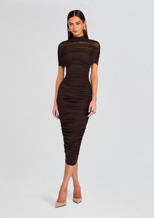 Roberta Midi Dress Ash Brown