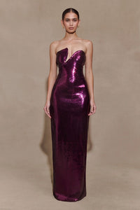 Winston Strapless Sequin Maxi Dress Plum