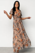 Ardley Maxi Copper & Slate Floral Maxi Dress