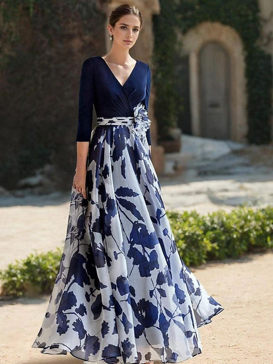 A Line Floor Length Wedding Guest Dress Formal Dress Evening Gown