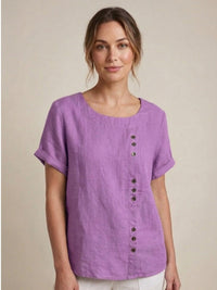 Delia | Women's Button Front Short Sleeve Blouse