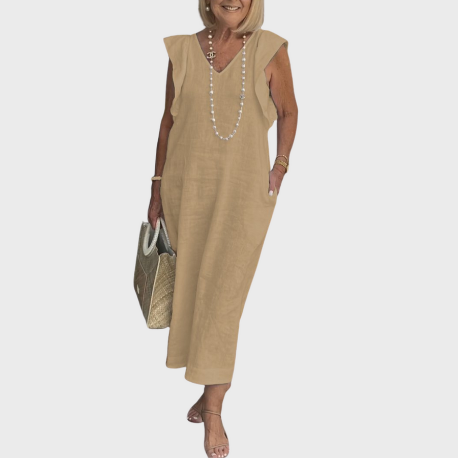 Delphina | Women's V-Neck Sleeveless Maxi Dress