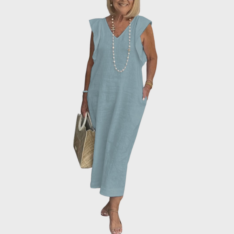 Delphina | Women's V-Neck Sleeveless Maxi Dress