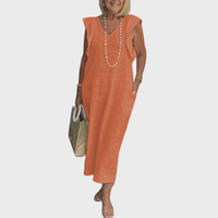 Delphina | Women's V-Neck Sleeveless Maxi Dress