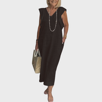 Delphina | Women's V-Neck Sleeveless Maxi Dress