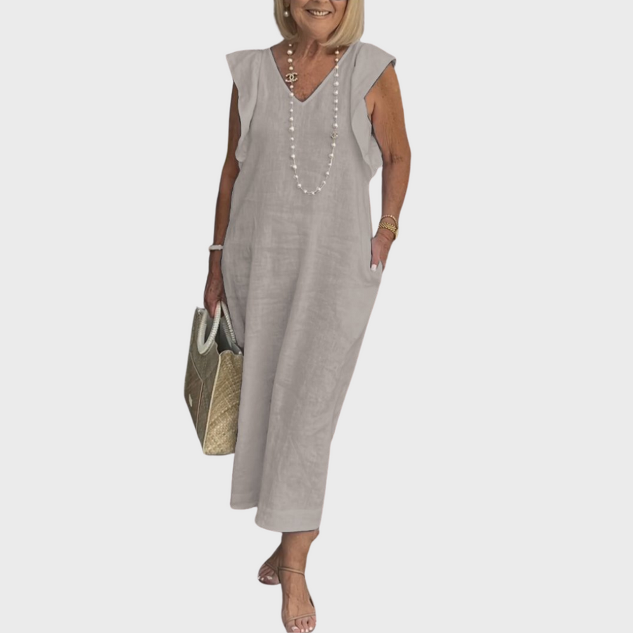 Delphina | Women's V-Neck Sleeveless Maxi Dress