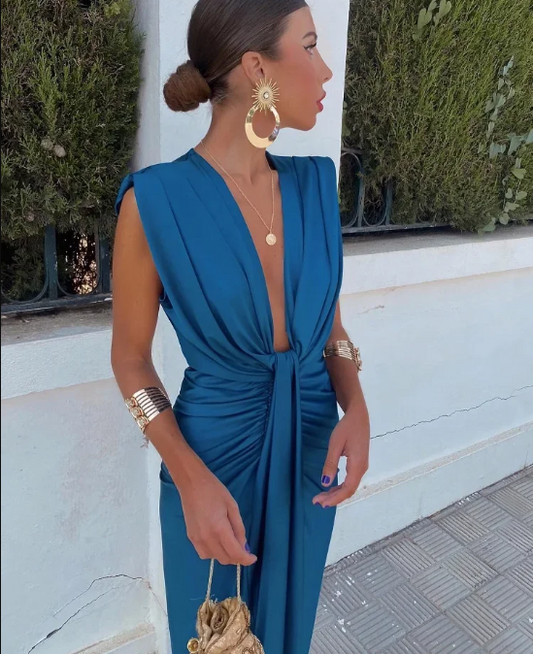 Delphina | Women's Wrap Sleeveless Midi Dress