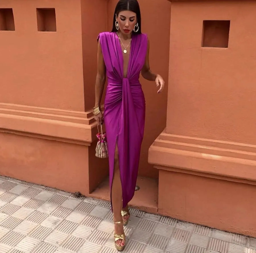 Delphina | Women's Wrap Sleeveless Midi Dress