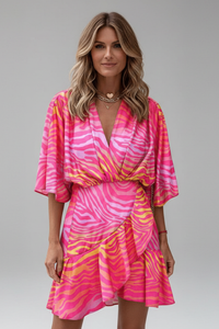 Delphine | Women's Abstract Print Wrap Mini Dress