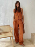 Delphine | Women's Sleeveless Vest Wide Leg Pants Set