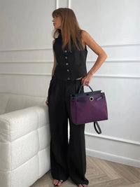 Delphine | Women's Sleeveless Vest Wide Leg Pants Set