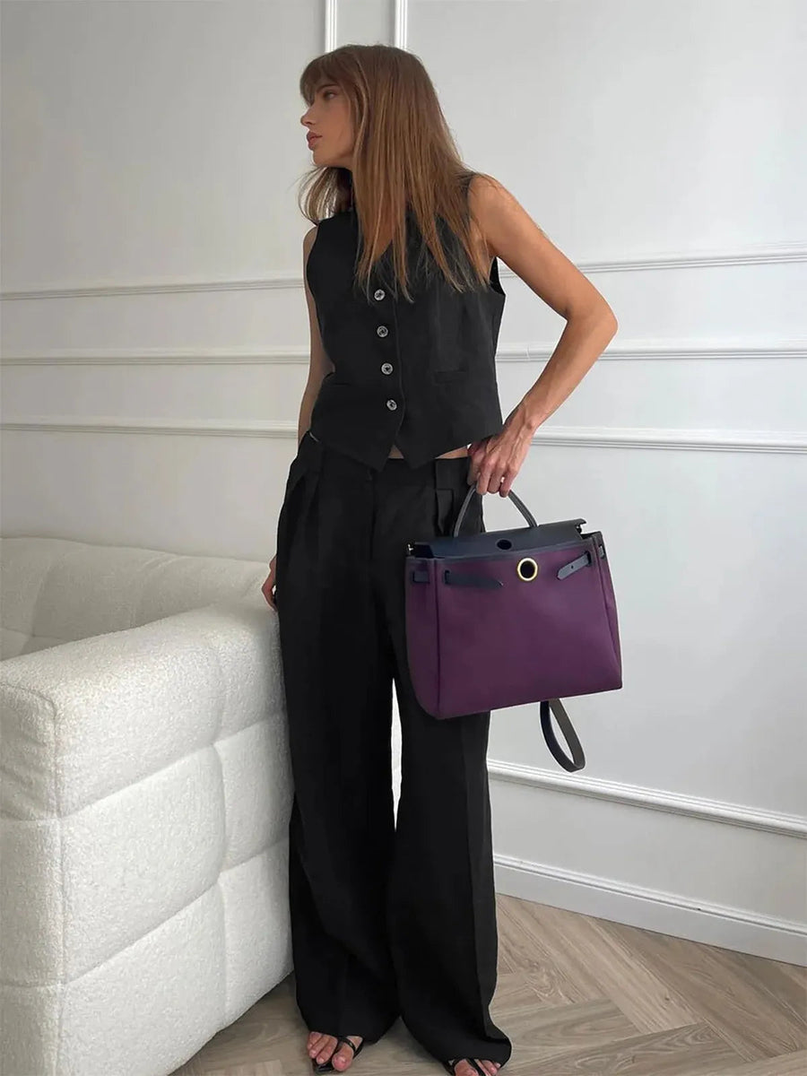 Delphine | Women's Sleeveless Vest Wide Leg Pants Set