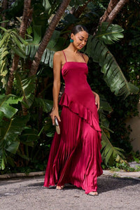 Designer Asymmetric Dress Red