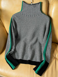 Grace – High-Neck Striped Sweater for Effortless Elegance