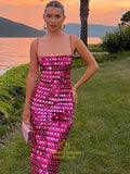 Elegant Sparkling Slim Sequin Dress Women High Quality Backless