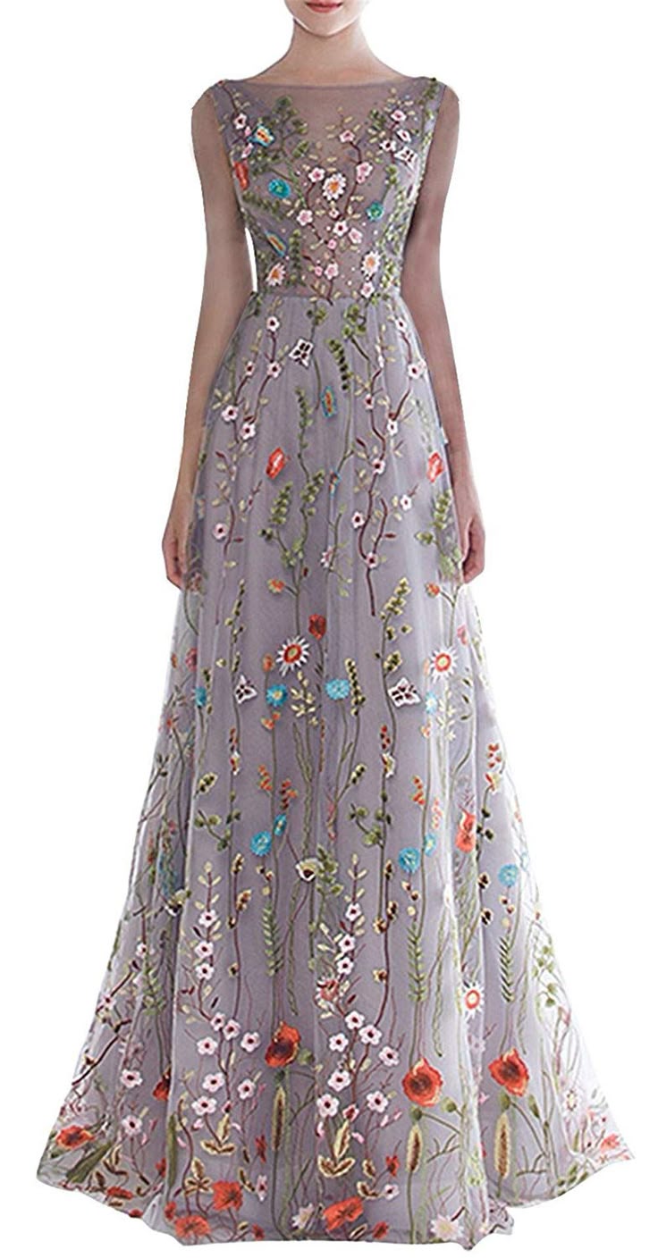 Honeydress Women's Embroidered Long Sleeve Maxi Dress