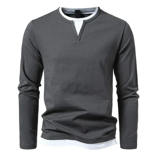 Andrew - Premium Long-Sleeved T-shirt in Combed Cotton – Grey
