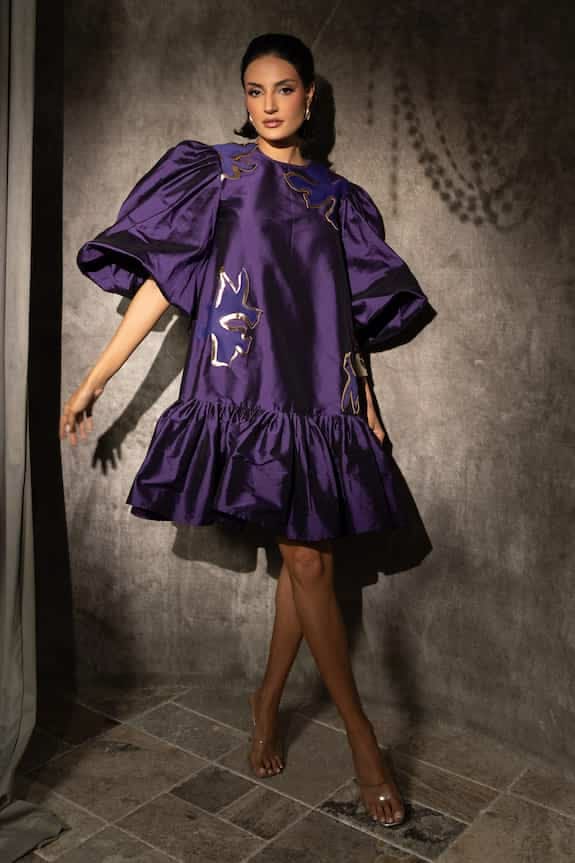 Vidhi Wadhwani Seher Floral Applique Work Dress Aza Fashions