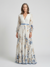 Pippa – Floral V-Neck Long Sleeve Maxi Dress