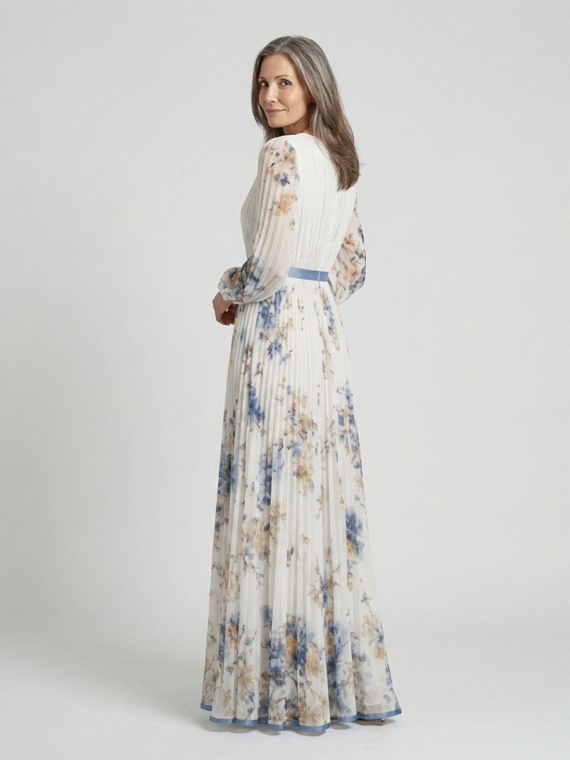 Pippa – Floral V-Neck Long Sleeve Maxi Dress