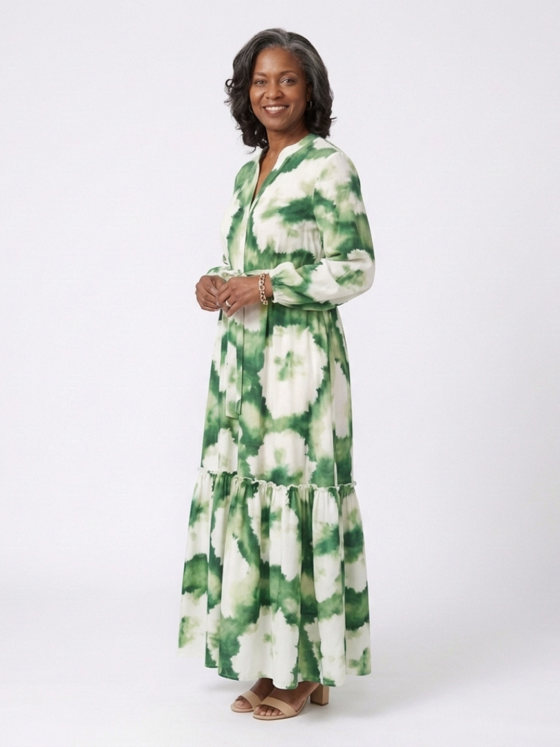 Matilda – Long Sleeve Maxi Dress with Waist Tie