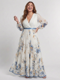 Pippa – Floral V-Neck Long Sleeve Maxi Dress