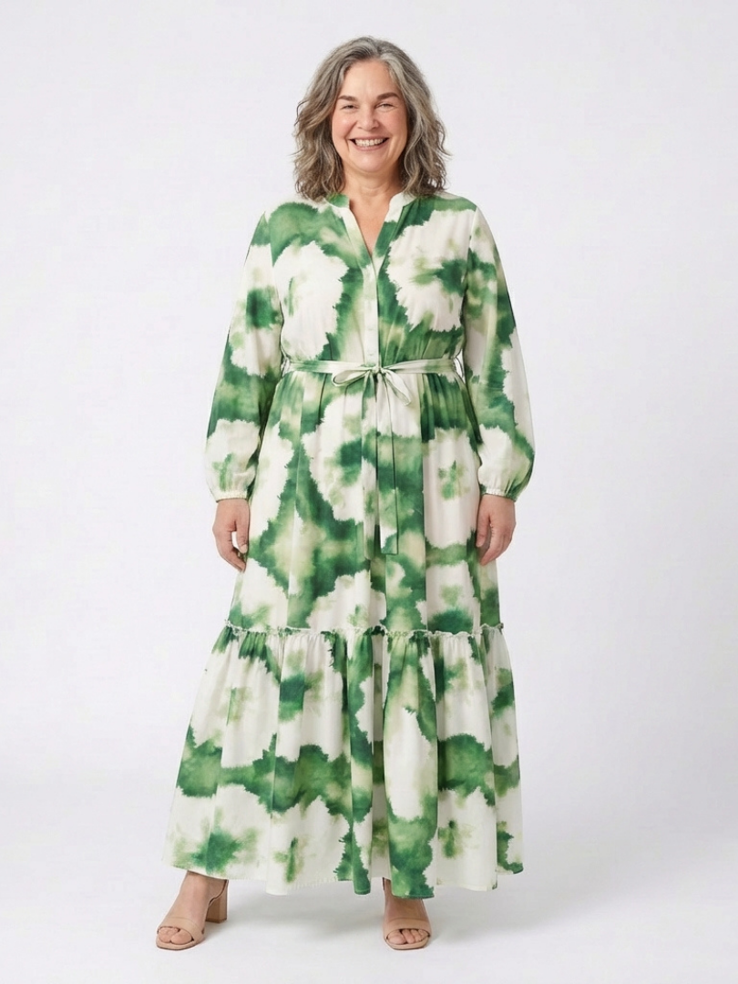 Matilda – Long Sleeve Maxi Dress with Waist Tie