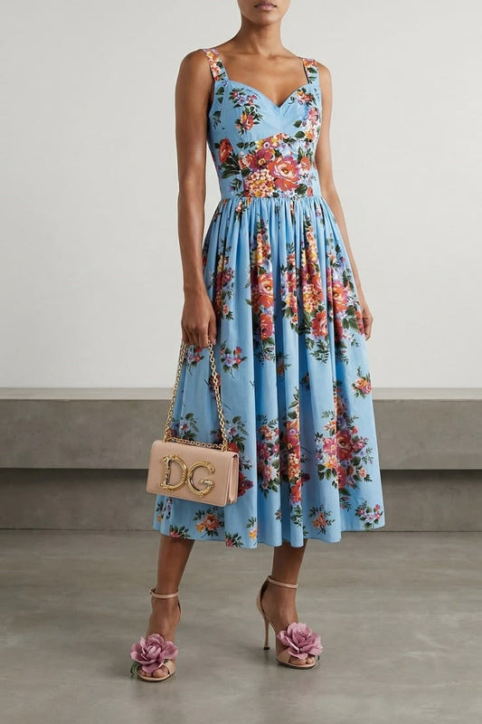 Dolce & Gabbana Women's Mazzo Di Fiori Dress Blue