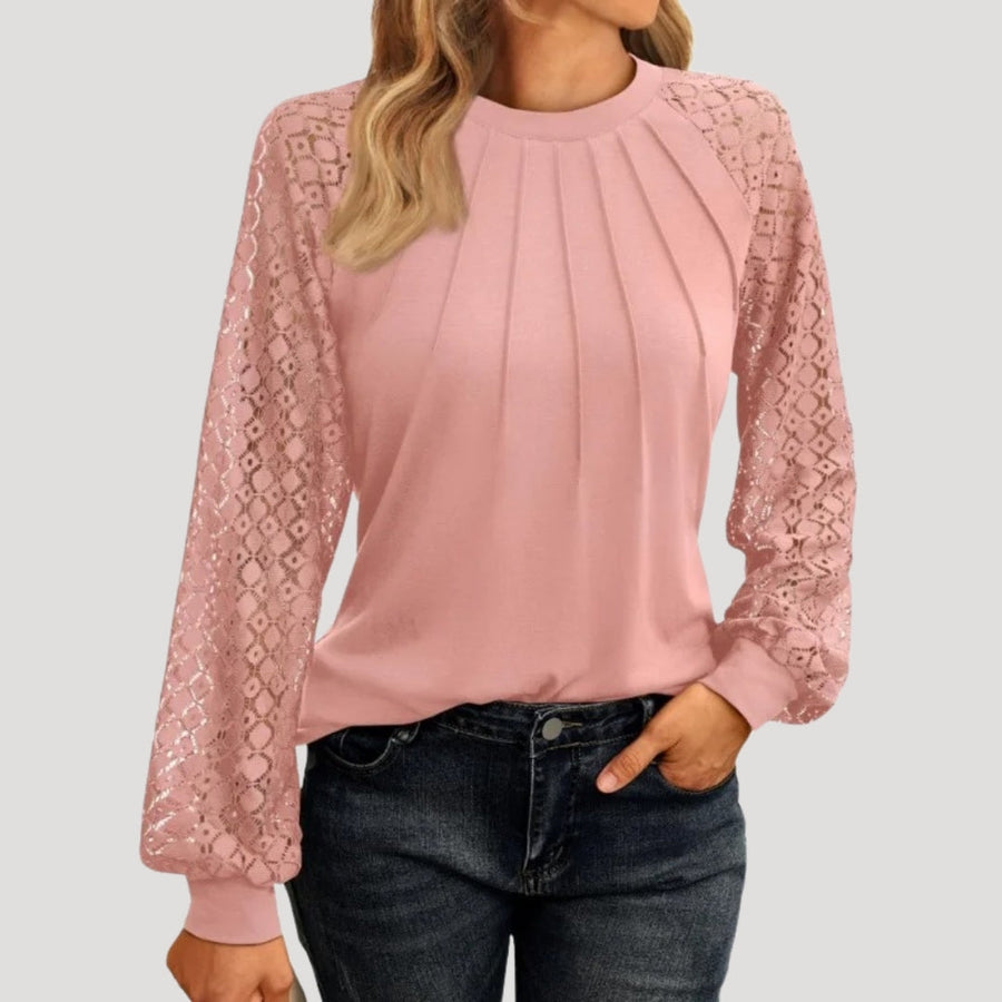 Doriane | Women's Lace Sleeve Round Neck Blouse